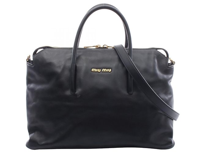 Sac à main 2-Way Miu Miu en cuir noir
