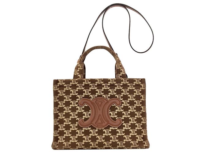 Céline Borsa 2-Way Celine Small Cabas Thais Triomphe Marrone