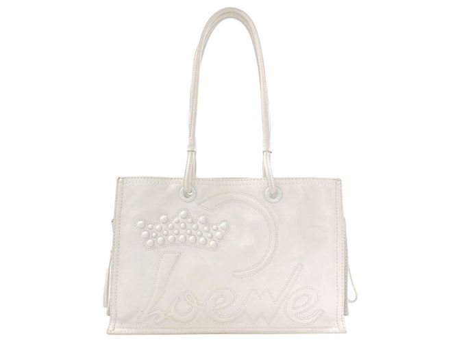 Loewe Crown Tote Bag Weißes Leder