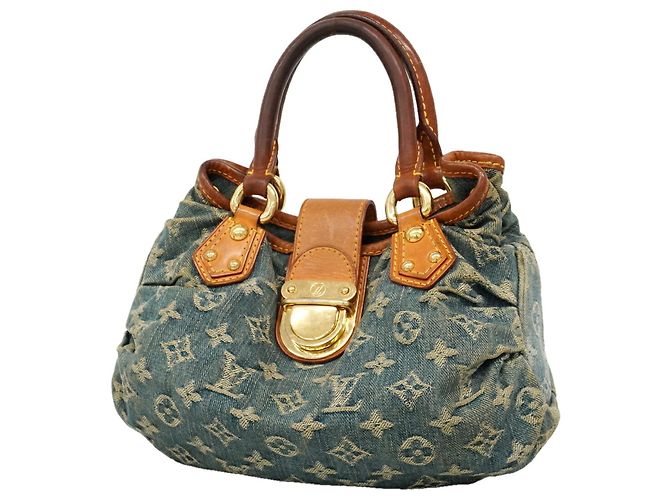 Borsa a mano Louis Vuitton Monogram Denim Pleaty Blu