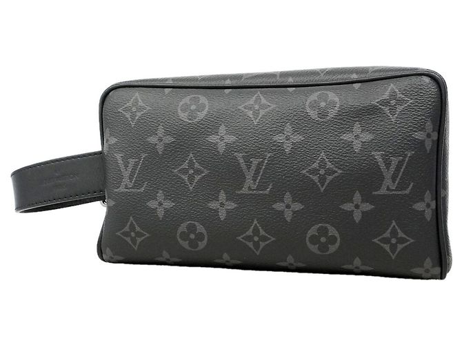 Louis Vuitton Monogram Eclipse Locker Dopp Kit Clutch Bag Black