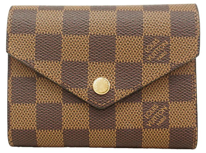 Louis Vuitton Damier Portefeuille Victorine Tri-fold Wallet Damier ebene