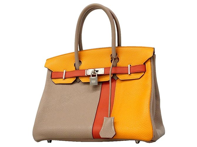 Hermès Borsa Hermes Birkin 30 Casaque Rosso Grigio Senape