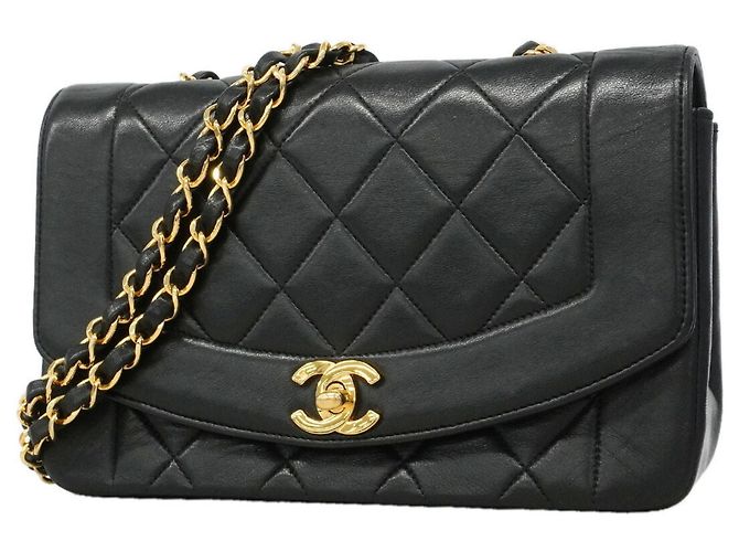 Borsa a tracolla Chanel Diana con catena Nero