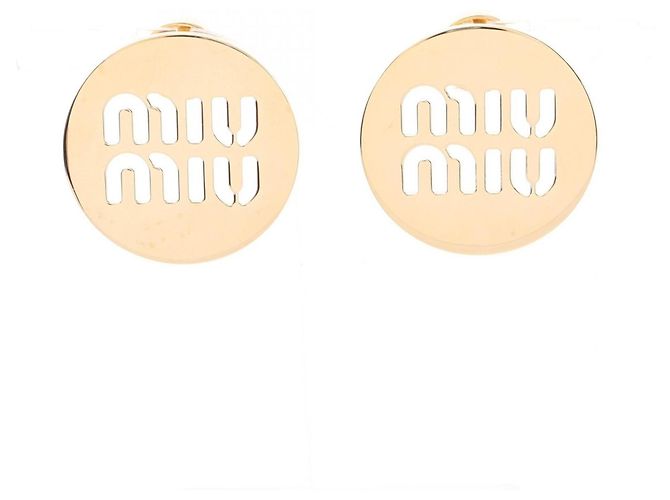 Orecchini a cerchio con logo placcato oro Miu Miu D'oro