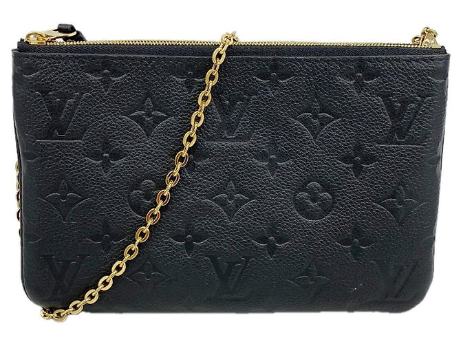 Louis Vuitton Monogram Empreinte Pochette Double Zip Shoulder Bag Schwarz