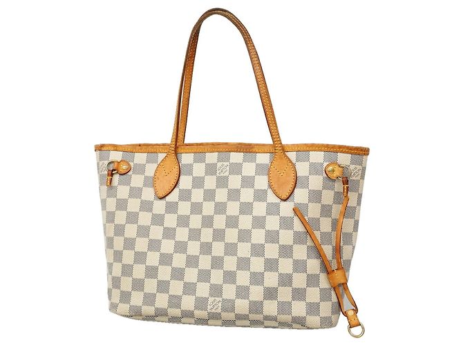 Louis Vuitton Damier Azur Neverfull PM Tote Bag Weiß
