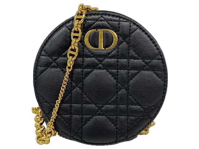Christian Dior Cannage Leder-Schultertasche Schwarz