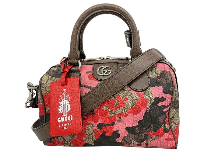 Sac à main Gucci GG Camouflage Marron Rose Rouge