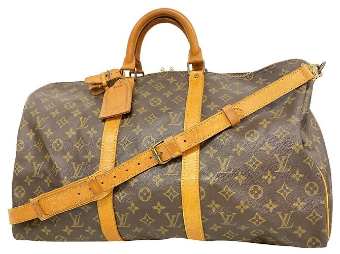 Louis Vuitton Boston Monogram Keepall Bandoulière 50 Braun