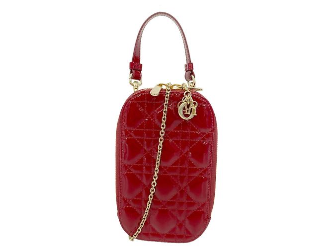 Borsa Christian Dior Cannage Smaltata Bordò