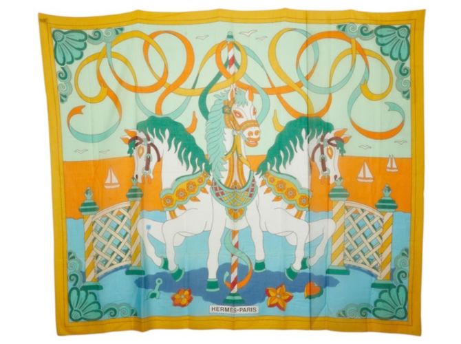 Hermès Sciarpa Pareo Hermes multicolore gialla in cotone Giallo