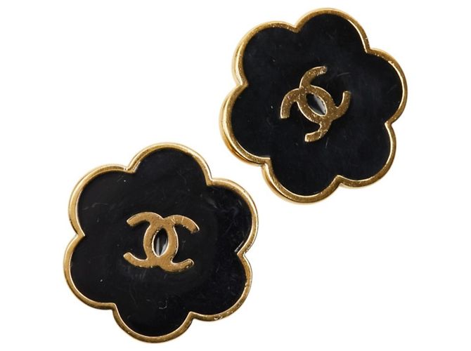Orecchini a clip Chanel Coco Mark con motivo floreale Nero