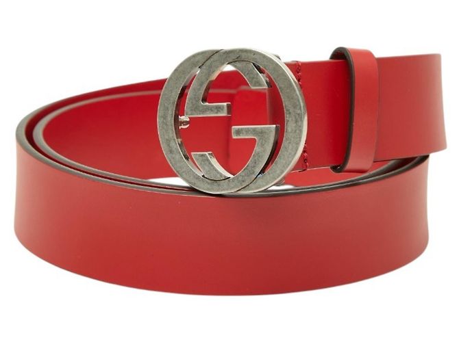 Gucci Interlocking G Ledergürtel Rot