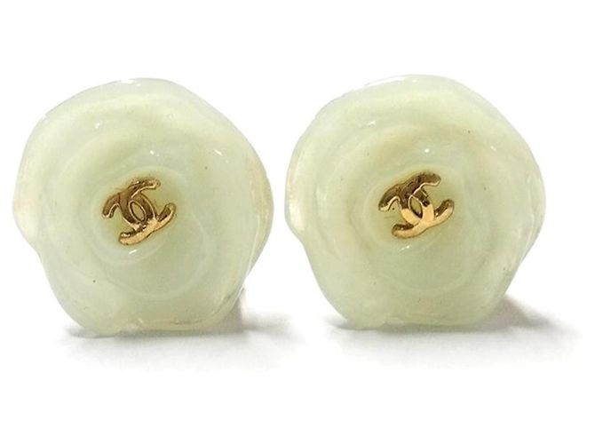 Orecchini a clip Chanel CHANEL 02P Camellia Coco Mark D'oro Verde