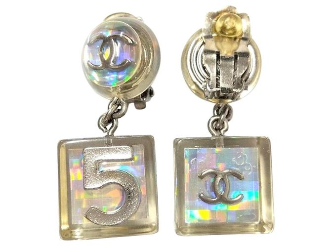Orecchini Chanel CHANEL 97P No.5 Cube Coco Mark Argento