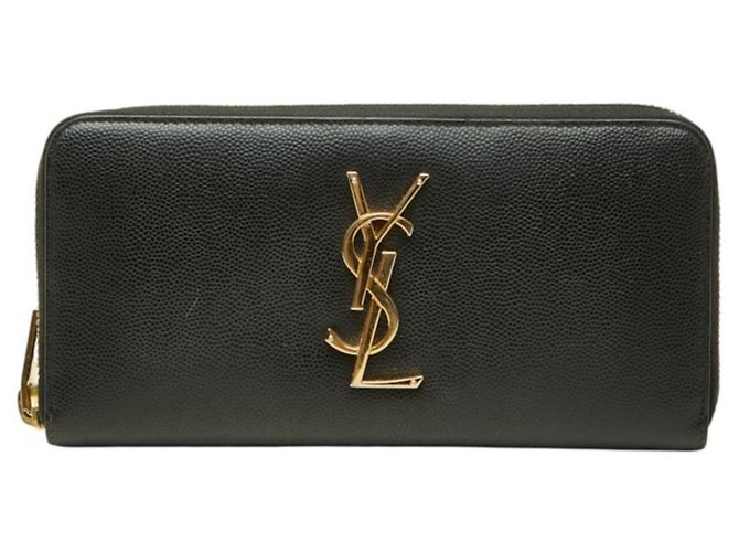 Autre Marque Cartera larga de piel negra Saint Laurent Negro