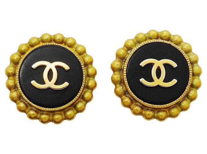 Timeless Orecchini a clip Chanel neri e oro Nero D'oro