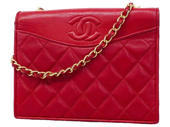 Bolso de hombro con cadena Chanel Matelassé Roja