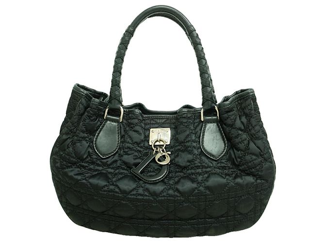 Borsa Christian Dior Cannage in nylon Nero