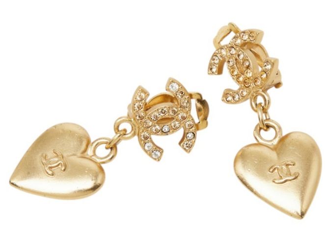 Orecchini Chanel Coco Mark con motivo a cuore D'oro