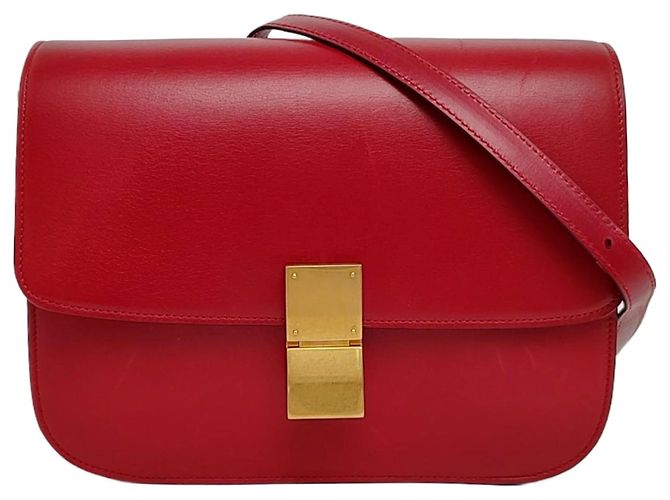 Céline Celine Classic Box Bag en cuir rouge