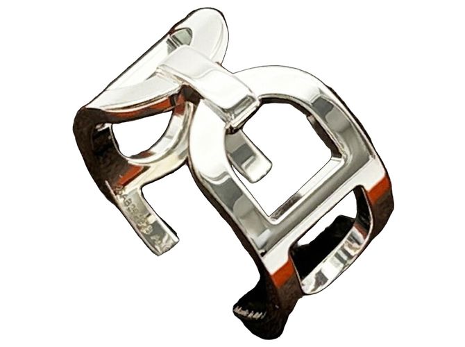 Ring Hermès Anel Faixa Hermes Chaine d'Ancre Prata