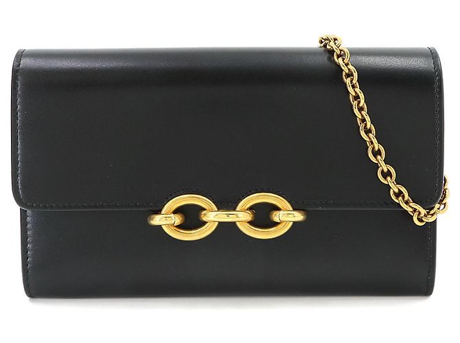 Autre Marque Cartera con cadena Saint Laurent Le Maillon Negro