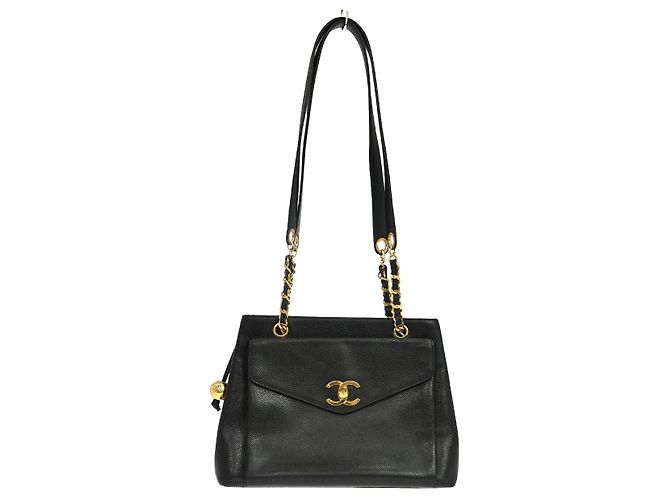Chanel Vintage Front Pocket Caviar Large Noir