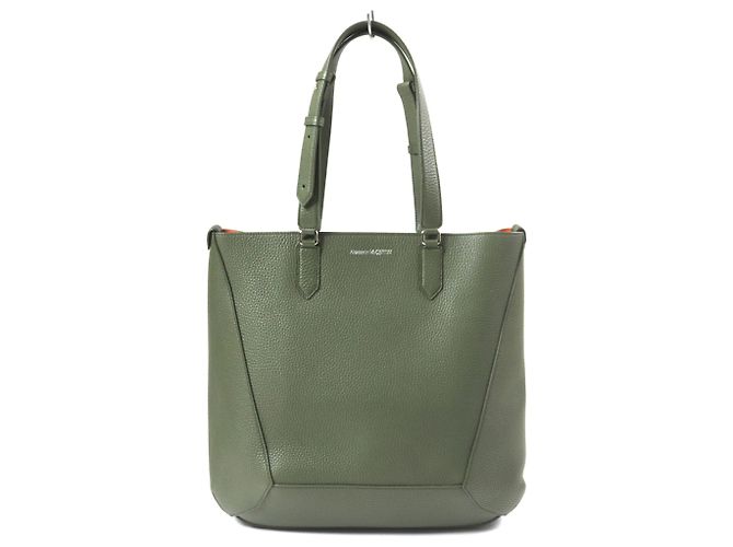 Saco Tote Alexander McQueen em pele de vitelo cáqui Caqui