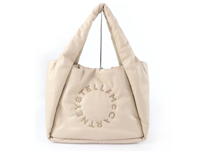 Stella Mc Cartney Saco Tote acolchoado Logo Stella McCartney Bege