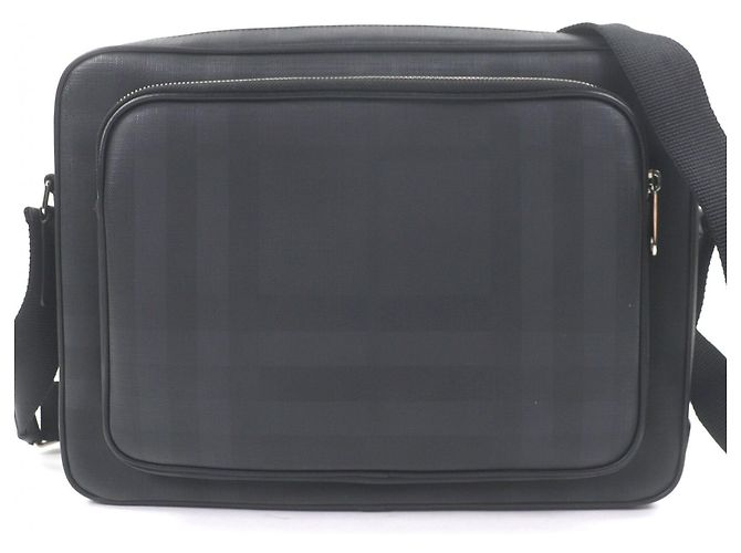 Burberry Check Pattern Messenger Bag Black