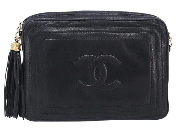 Chanel Vintage CC Camera Leather Large Noir
