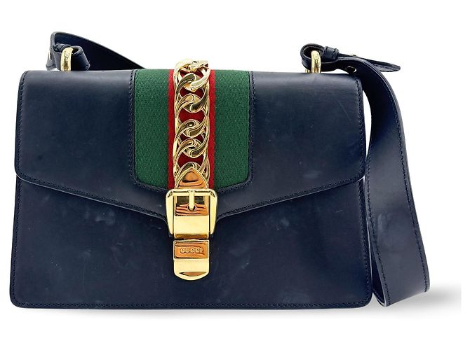 Gucci Sylvie Leather Small Bleu Marine