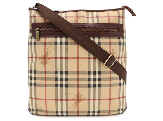 Borsa a tracolla Burberry Nova Check Nero Beige Bordò Marrone scuro