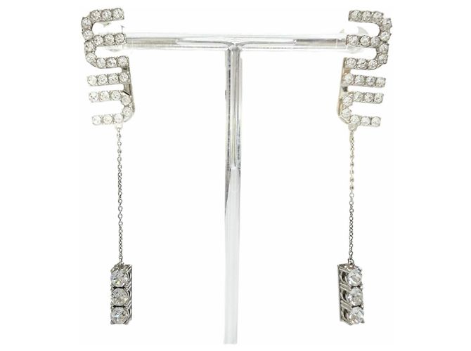 Pendientes de botón Miu Miu con dijes de cristal Plata