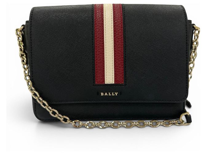 Bolsa de Ombro com Corrente em Couro BALLY Seliah Preto