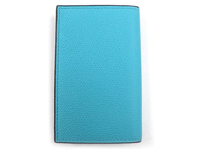 Tarjetero de piel Valextra Azul Turquesa