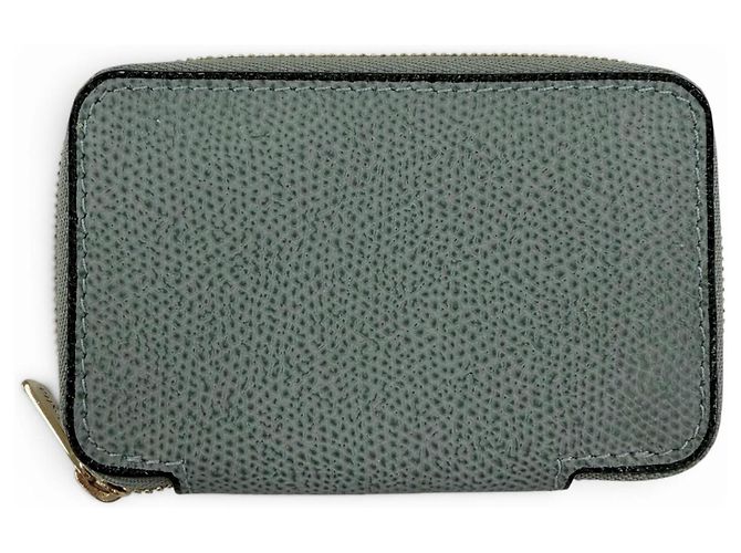 Mini Portafoglio in Pelle Round Zip Valextra Marrone Blu