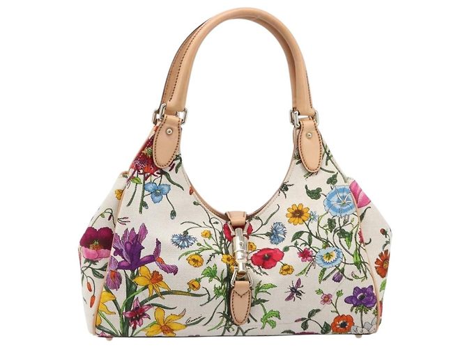 Gucci Joy Bardot Hobo Flora Canvas Medium Multicor