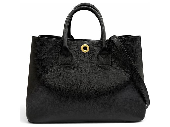 Burberry Bermondsey Check Handtasche aus Leder, Medium Schwarz