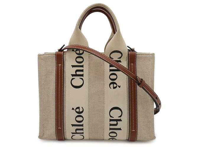 Sac cabas Chloé Woody Small Marron Beige