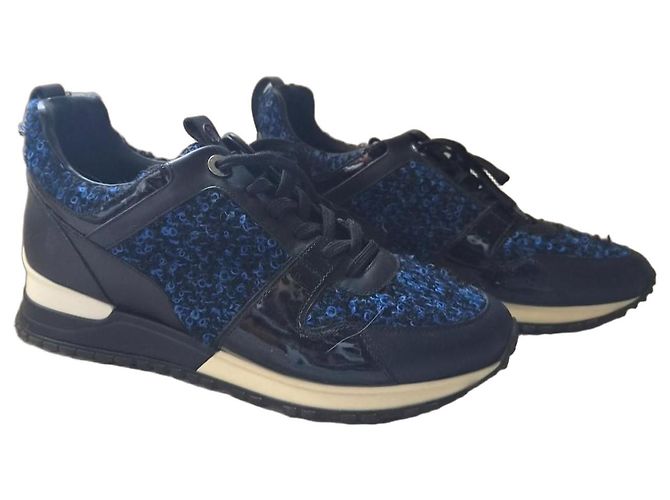 Sneakers Louis Vuitton in pelle nera e blu Nero Bianco