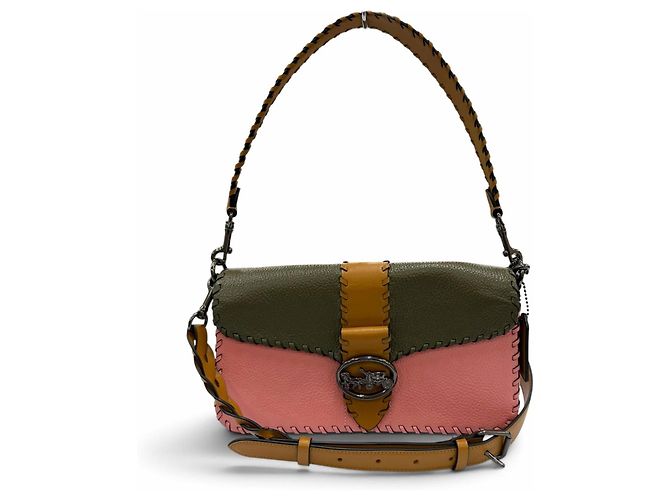 COACH C4106 Georgie 2-Way Leather Saddle Bag Marron Rose Kaki