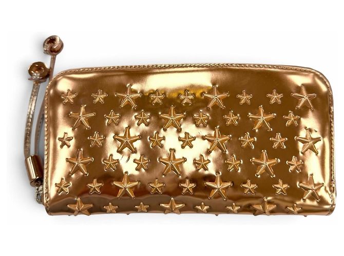 Cartera larga de piel metalizada Jimmy Choo Metálico