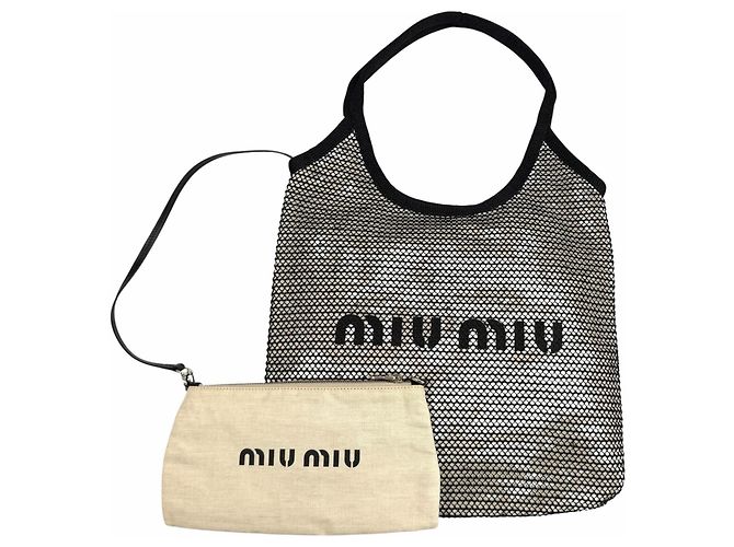 Miu Miu Raffia Mesh Tote Bag