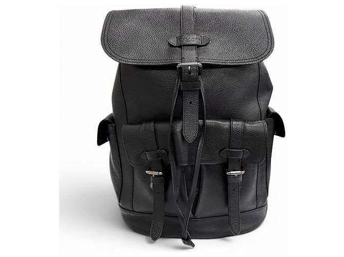 Coach Hudson Logo Leather Patch Backpack Black