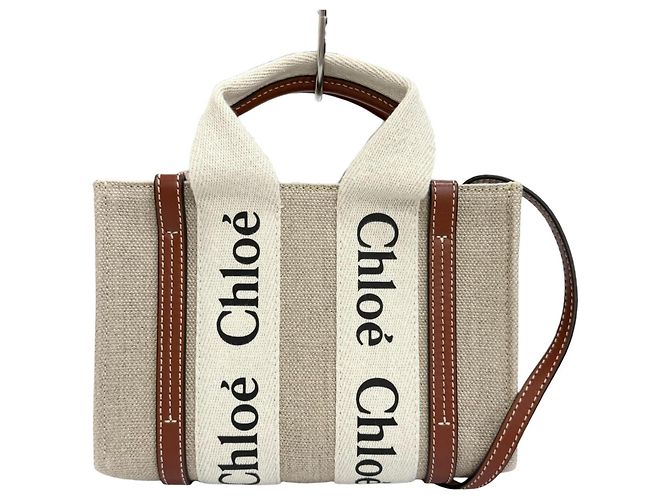 Sac Cabas Mini Chloé Woody Marron Beige
