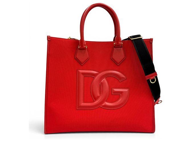 Saco Tote Dolce & Gabbana em couro vermelho e lona