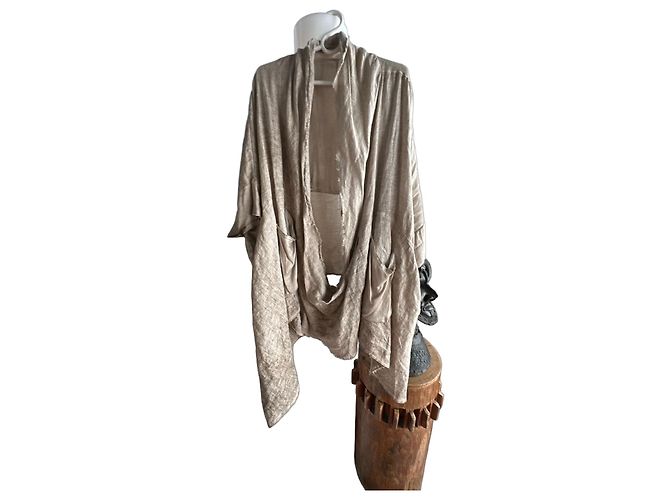 Autre Marque Blusa Longa Sanctamuerte Algodão Viscose Bege